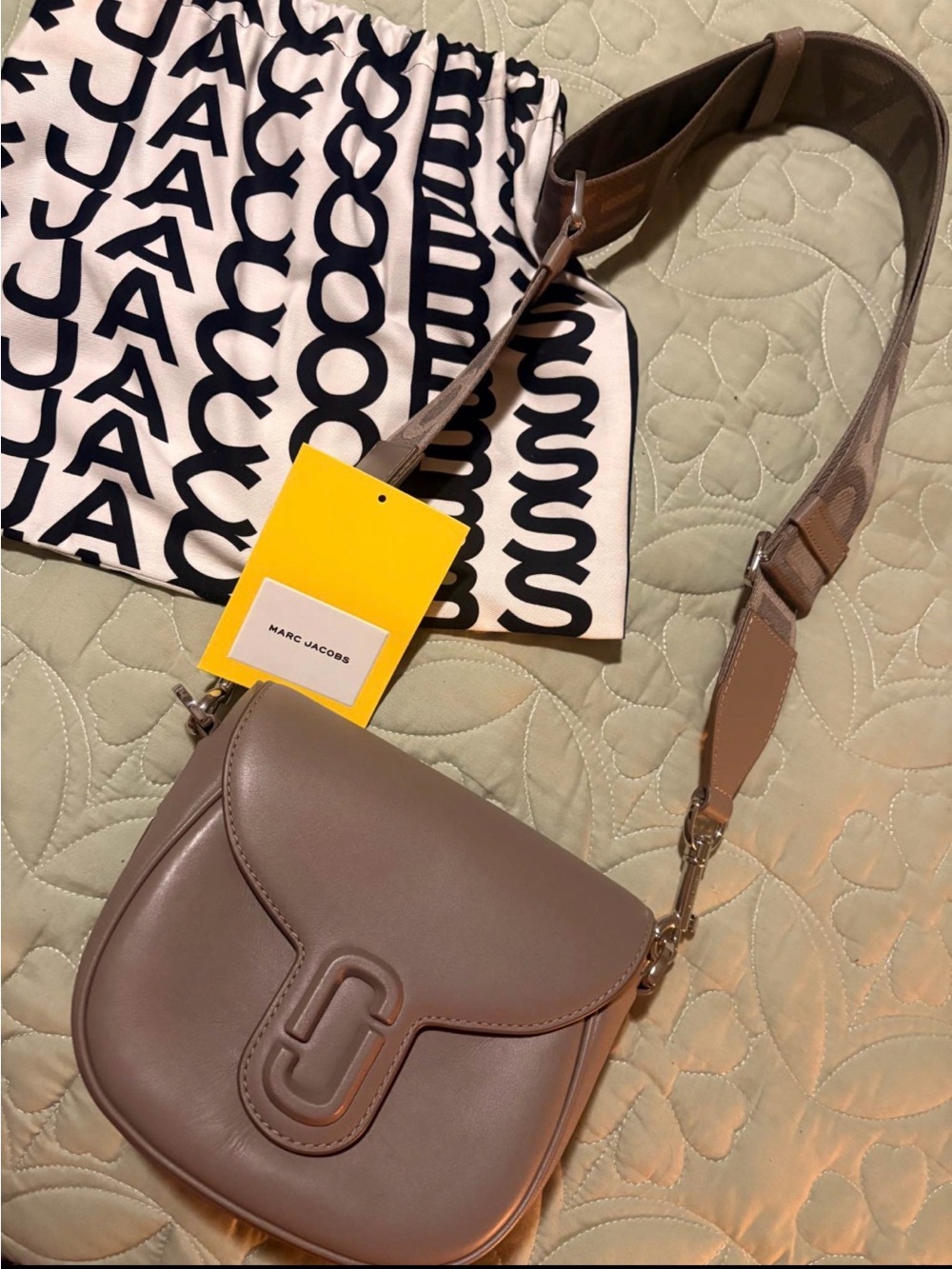 Marc Jacobs Mushroom Gray Saddle Crossbody Bag